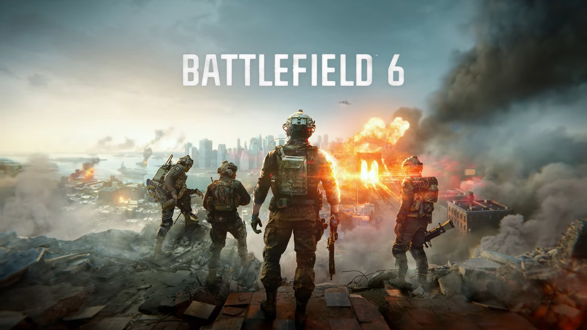 Screenshot di Battlefield 6 con soldati in battaglia e ambientazione moderna